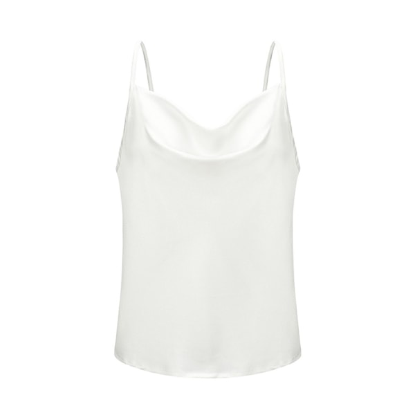 Damer Sexig sommar Silk Ärmlös Tank Shirt Beach Casual Top White,L