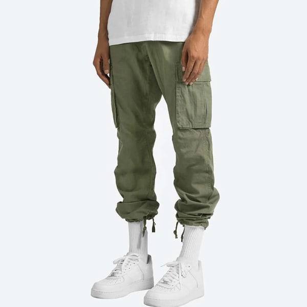 Mænds elastiske talje Loungewear ensfarvede bukser Green 5XL