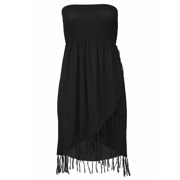 Casual sommarklänning för kvinnor ärmlös kort kjol utan axelband Black,L