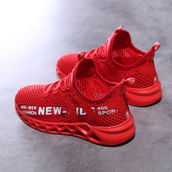 Piger drenge børn gå sneakers træning afslappede sko Red,31