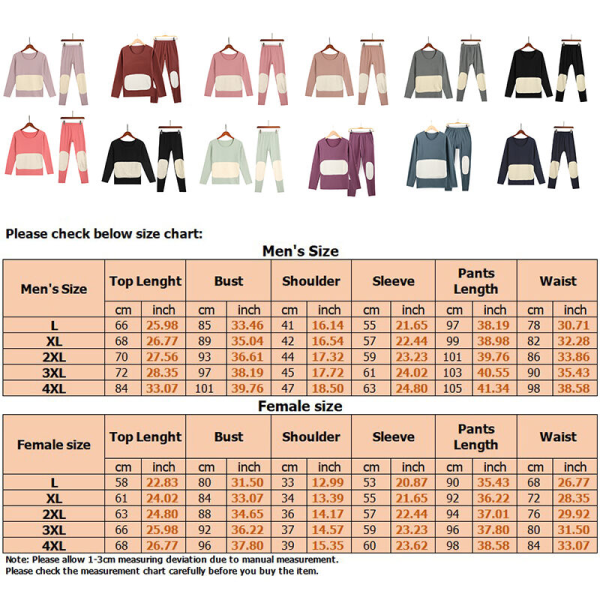 Unisex Solid Color Thermal Underwear 2 delar Long Johns Set Women Khaki L