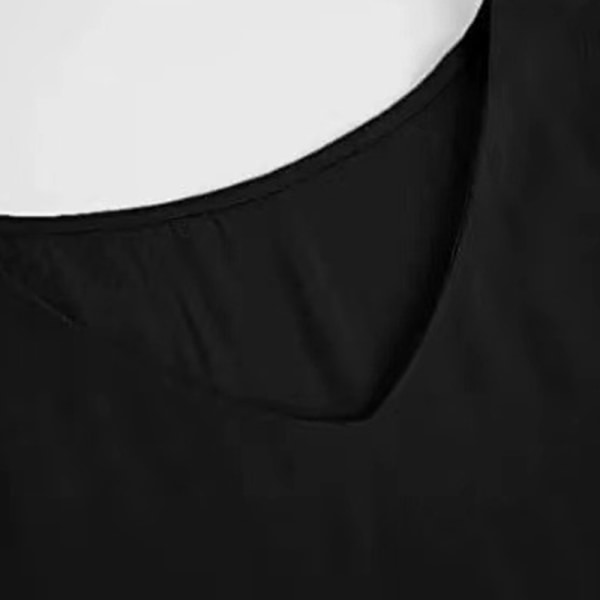 kvinder sommer kortærmet flæsekant tunika t-shirt Kjoler Black 2XL