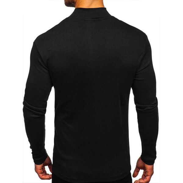 Mænd højkrave Toppe Casual T-shirt Bluse Pullover Sweatshirt Black L