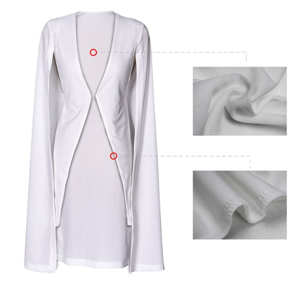 Naisten casual avoin etuviitta viitta Trench Duster takki pitkä White,3XL