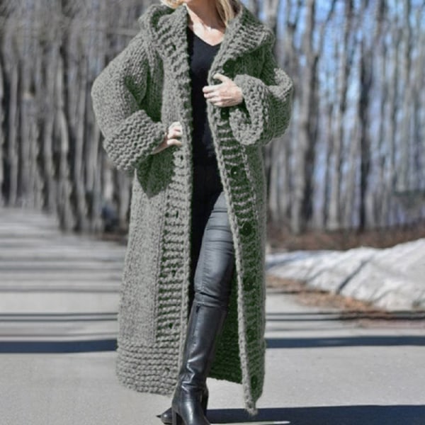 Kvinder Vinter Varme striktrøjer Ensfarvet sweater Dark Gray L