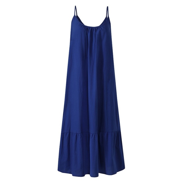 Pitsi, yksivärinen pitkä mekko kesänaisille Navy Blue,4XL