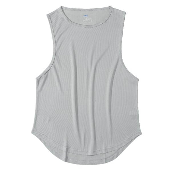 Mænd Loose Shirt Tank Elastic Fitness Komfortabel Vest Light Grey XL