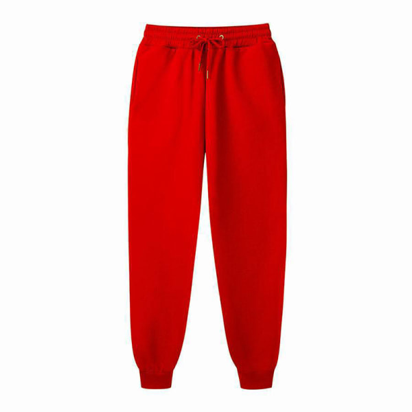 Dame ensfarvet snoretræk lange bukser højtaljede bukser Röd 2XL