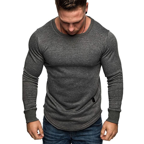 Herre afslappet tætsiddende bundskjorte Sweater varm T-shirt Gray L