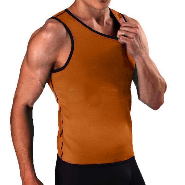 Män Neopren Body Sweat Shaper Bastuväst Burner Waist Trainer Orange 5XL