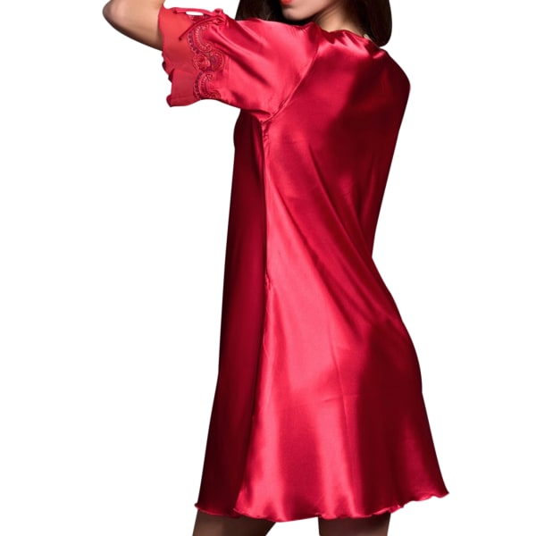 Dame silke blonder hjemme bære sexet pyjamas Red,XXL
