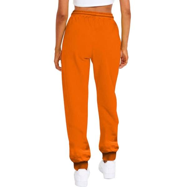 Kvinder ensfarvede bukser lige ben med lommer joggingbukser Orange L