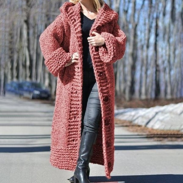 Kvinder Vinter Varme striktrøjer Ensfarvet sweater Pink 2XL