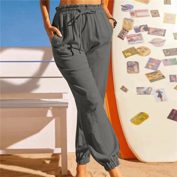 Kvinder højtaljede bukser med lige ben Dark Gray 3XL