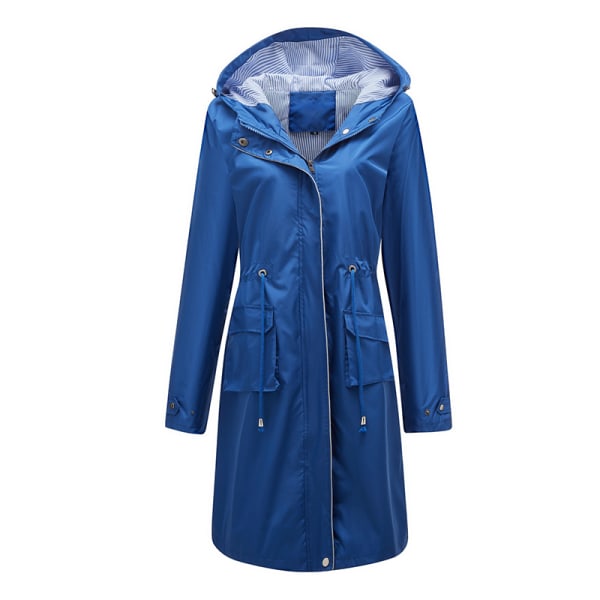 Langærmet frakke til kvinder, vandtæt overtøj Navy Blue XXL