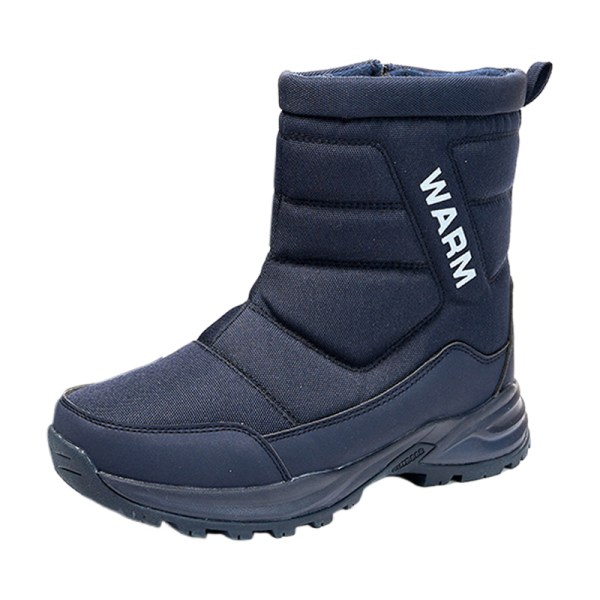 Män Rund Toe Snow Boots Sida Zipper Mid Calf Boots Blue 41