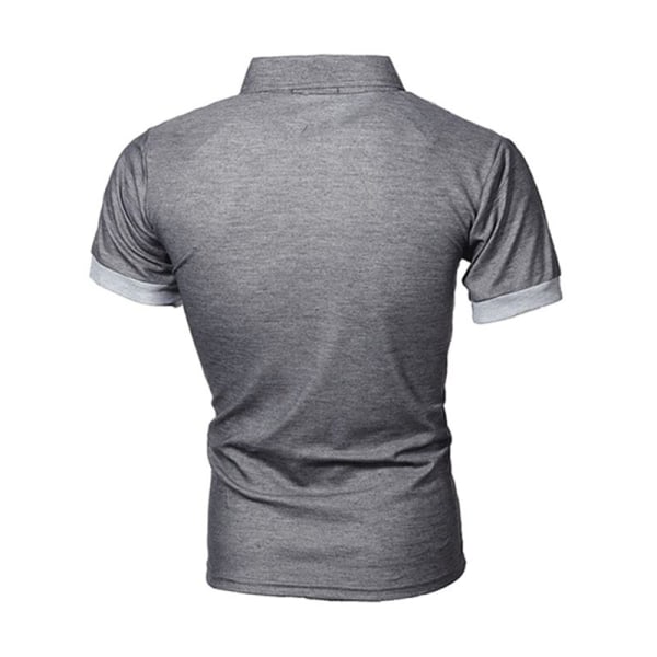 Herre Polka Dots T-shirt Button Shirts Lapel Neck kortærmet Mörkt Grå 2XL