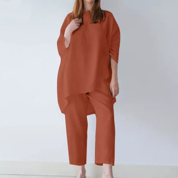 Damkläder med elastisk midja i enfärgade nattkläder Orange XL