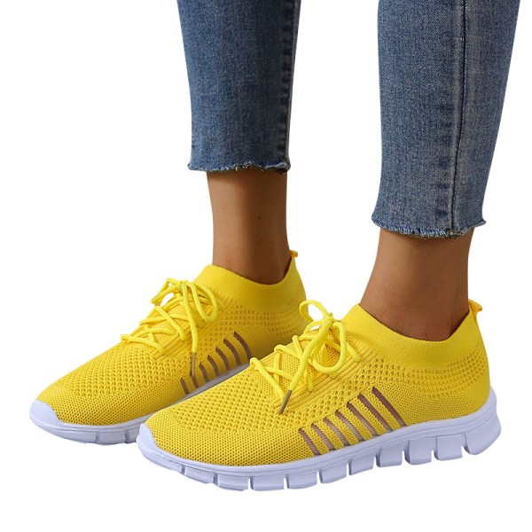 Dam Mesh Sneakers Athletic Lättvikts andas Casual Shoes Yellow,39