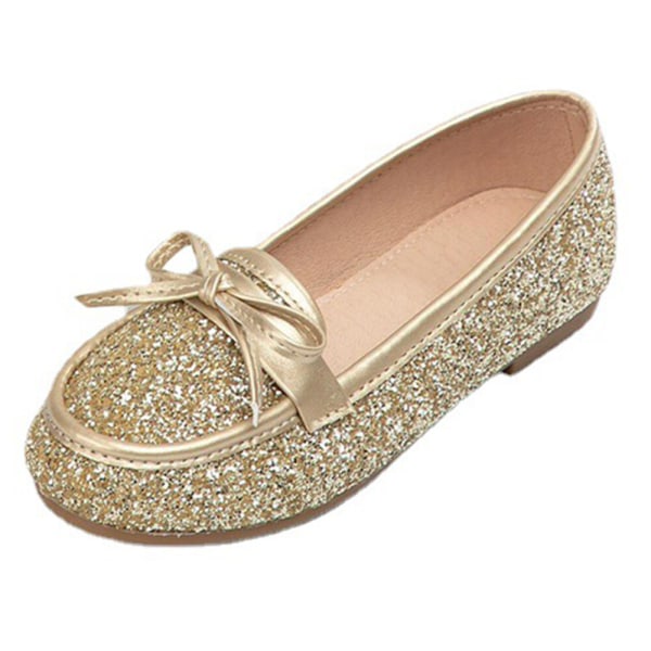 Flickor Rund Toe Flats Low Dress Shoes Gold 35
