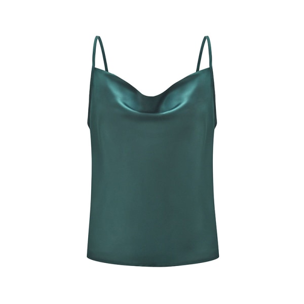 Damer Sexig sommar Silk Ärmlös Tank Shirt Beach Casual Top Green,3XL