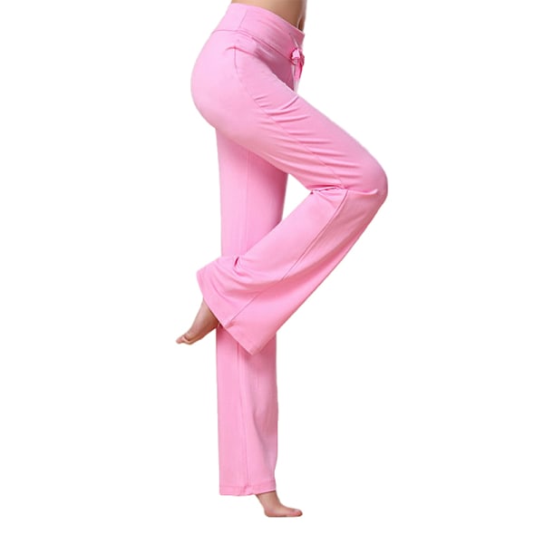 Kvinnors slimmade yogabyxor byxor utsvängda byxor strumpbyxor Dragsko Pink,XL