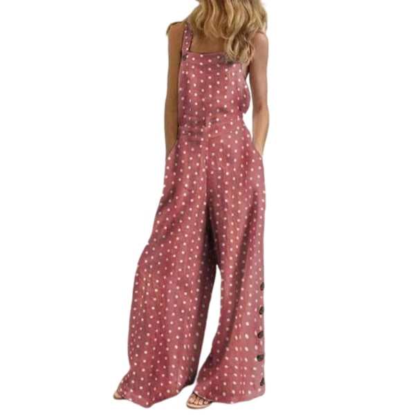 Dam Jumpsuit Bomull Linne Wide Leg Playsuit Rompers Overall 8#,4XL