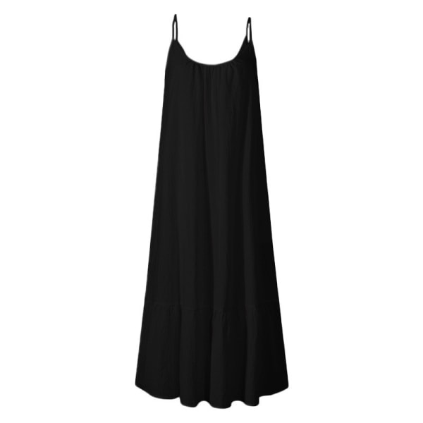 Pitsi, yksivärinen pitkä mekko kesänaisille Black,5XL