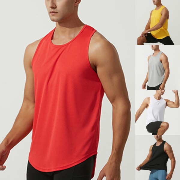 Herr atletisk T-shirt enfärgade skjortor Bodybuilding Workout Vit XL
