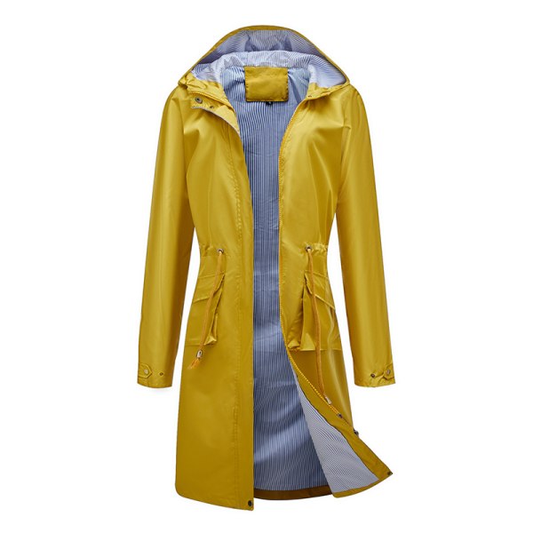 Langærmet frakke til kvinder, vandtæt overtøj Yellow M
