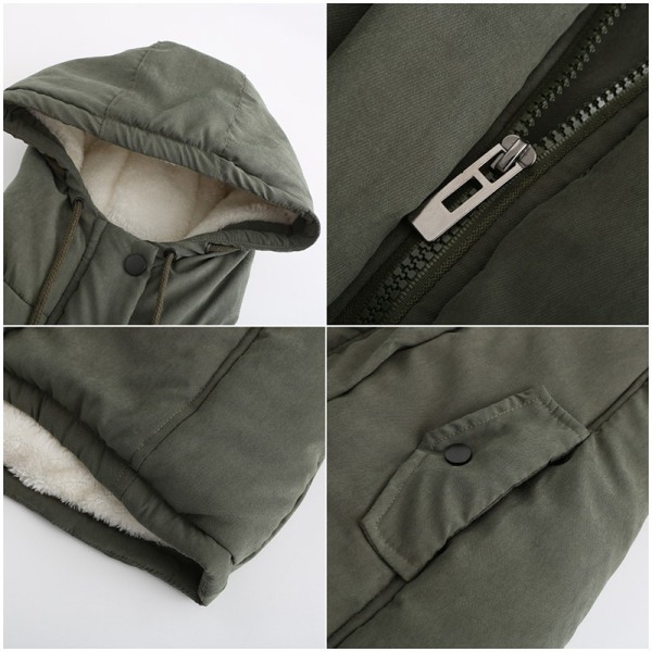 Naisten paksu lämmin talvitakki Naisten casual takki Army green,XL S