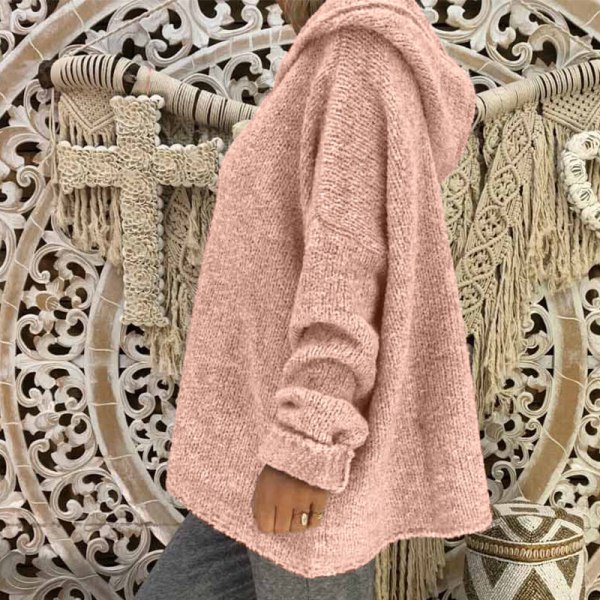 Dam Winter Warm Hoodie Sweater Rak Hem Pullover Pink XXXL