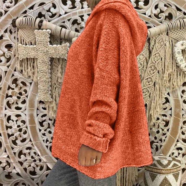 Dam Winter Warm Hoodie Sweater Rak Hem Pullover Orange XL