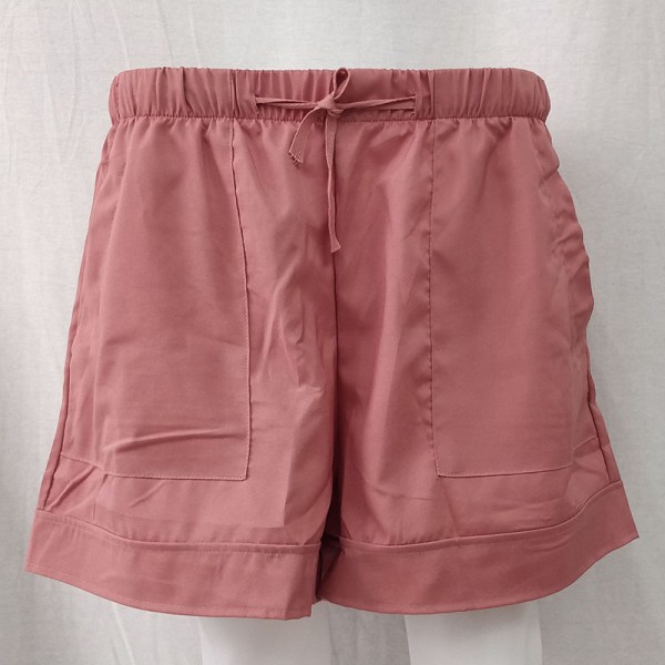 Damshorts Nederdel med hög midja elastiska strandbyxor med snörning Pink M