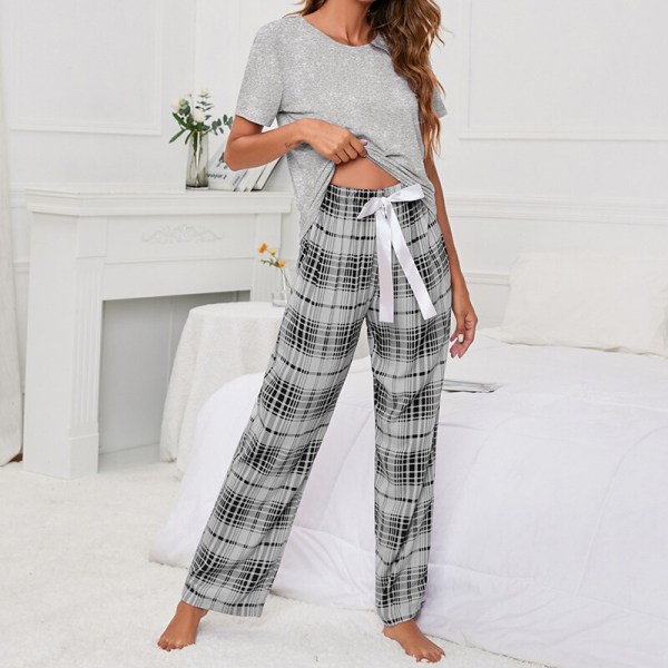 Kvinnor med fickor Pyjamasset Pjs nattkläder Grey XXL