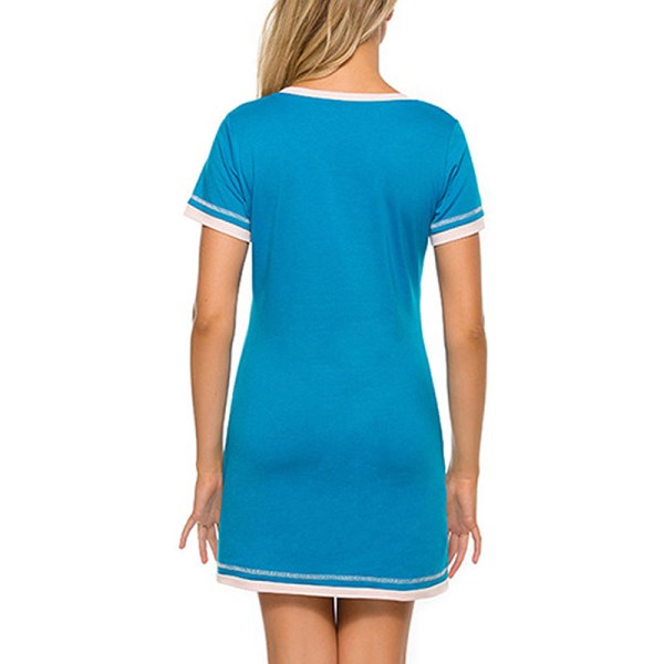Kvinder Nattøj Kjole Casual Lang T-shirt Toppe Nightie Pyjamas Sky Blue,XL