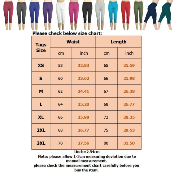 Skinny Leggings til kvinder med lav talje Capri-bukser Black 2XL