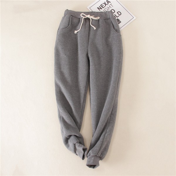 Dame med lommer joggingbukser med snoretræk Sherpa-forede bukser Deep Gray 2XL