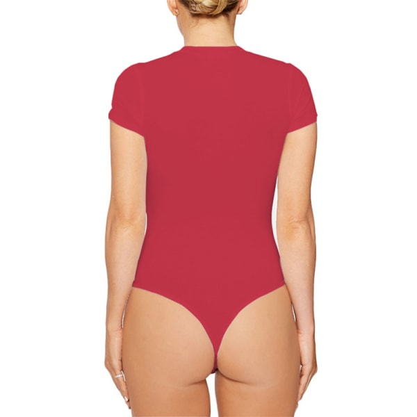 Naisten yksivärinen haalari Crew Neck T-paita Bodysuit Red XL