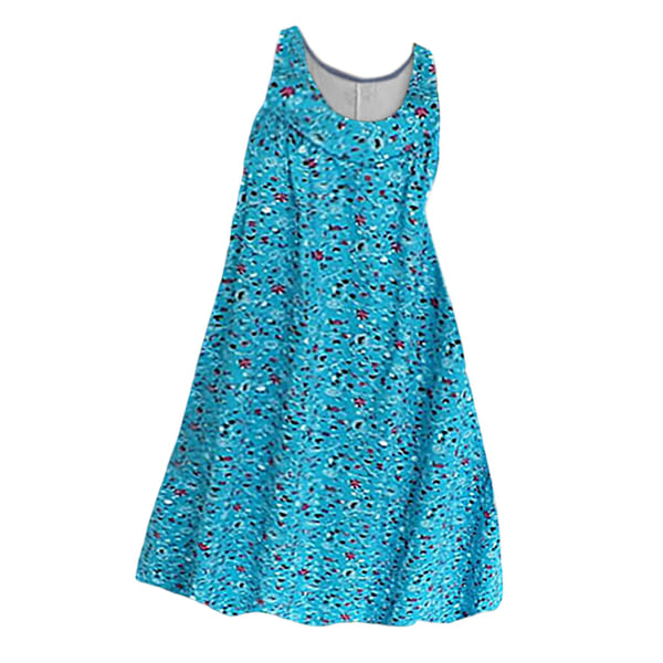 Kvinnor ärmlösa korta miniklänningar Printed väst kjol sommar Lake Blue XL