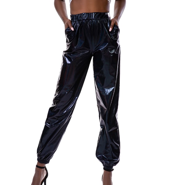 Dambyxor med hög midja Metallic Loungewear Shin-byxor Fantasy Black L