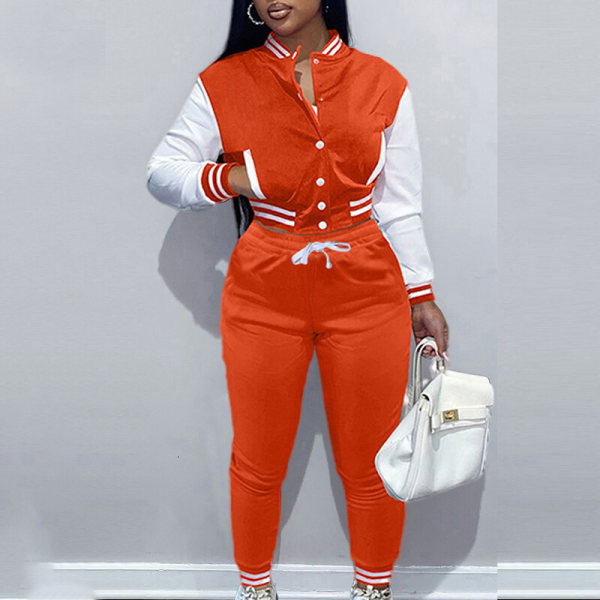 Naisten SlimVarsity takki ja lenkkeilyhousut 36-osainen verryttelypuku Orange 2XL