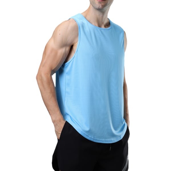 Miesten löysä paita Tank elastinen Fitness mukava liivi Sky Blue L
