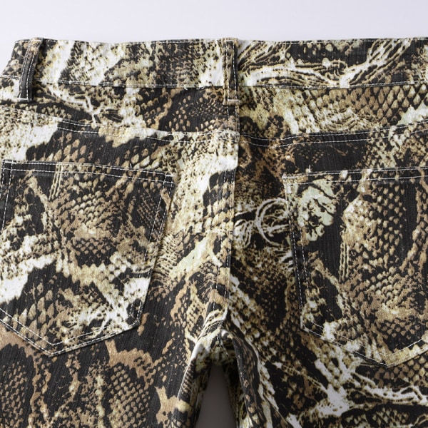 Mænd afslappede jeans med slangeprint og mode stretch-bukser med lige ben Serpentine,30