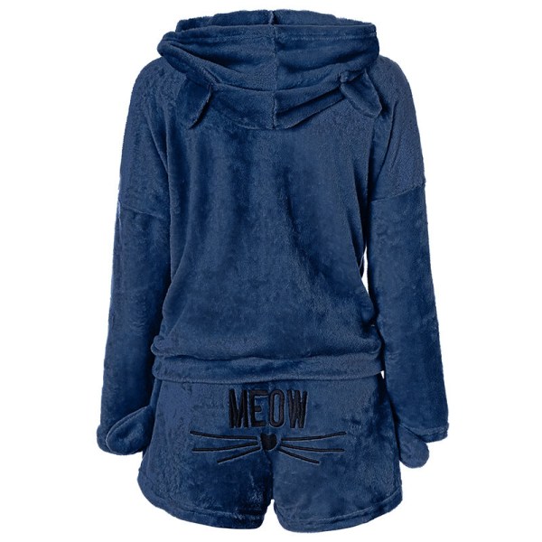 Kvinnor Lounge Pyjamas Set Hoodies Sovkläder Outfits Navy Blue M