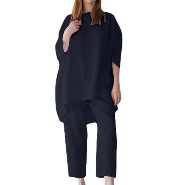 Damkläder med elastisk midja i enfärgade nattkläder Navy Blue XL