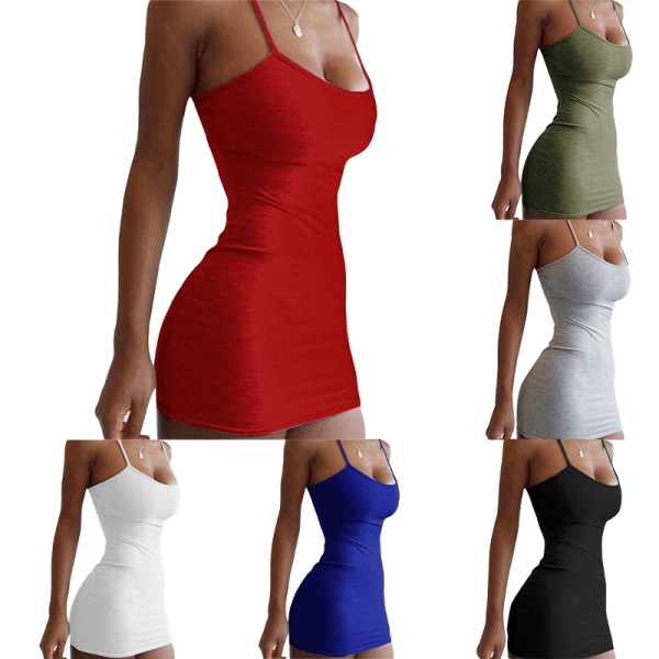 Sexig kjol för kvinnor Tätt passande höftomlott kort klänning ärmlös Gray L