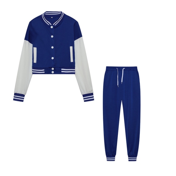Dame SlimVarsity jakke og joggingbukser 36 dele træningsdragt Blue XL