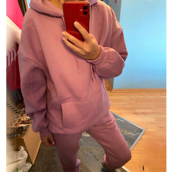 Dam Luvtröja Och Sweatpants Luvtröjor Sweatsuit Dragsko Pink M