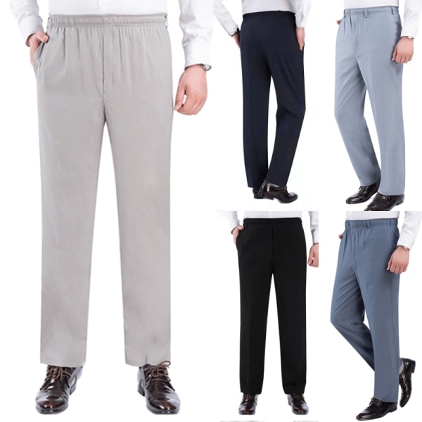 Herre med lommer Loungewear ensfarvede bukser Light Grey 2XL